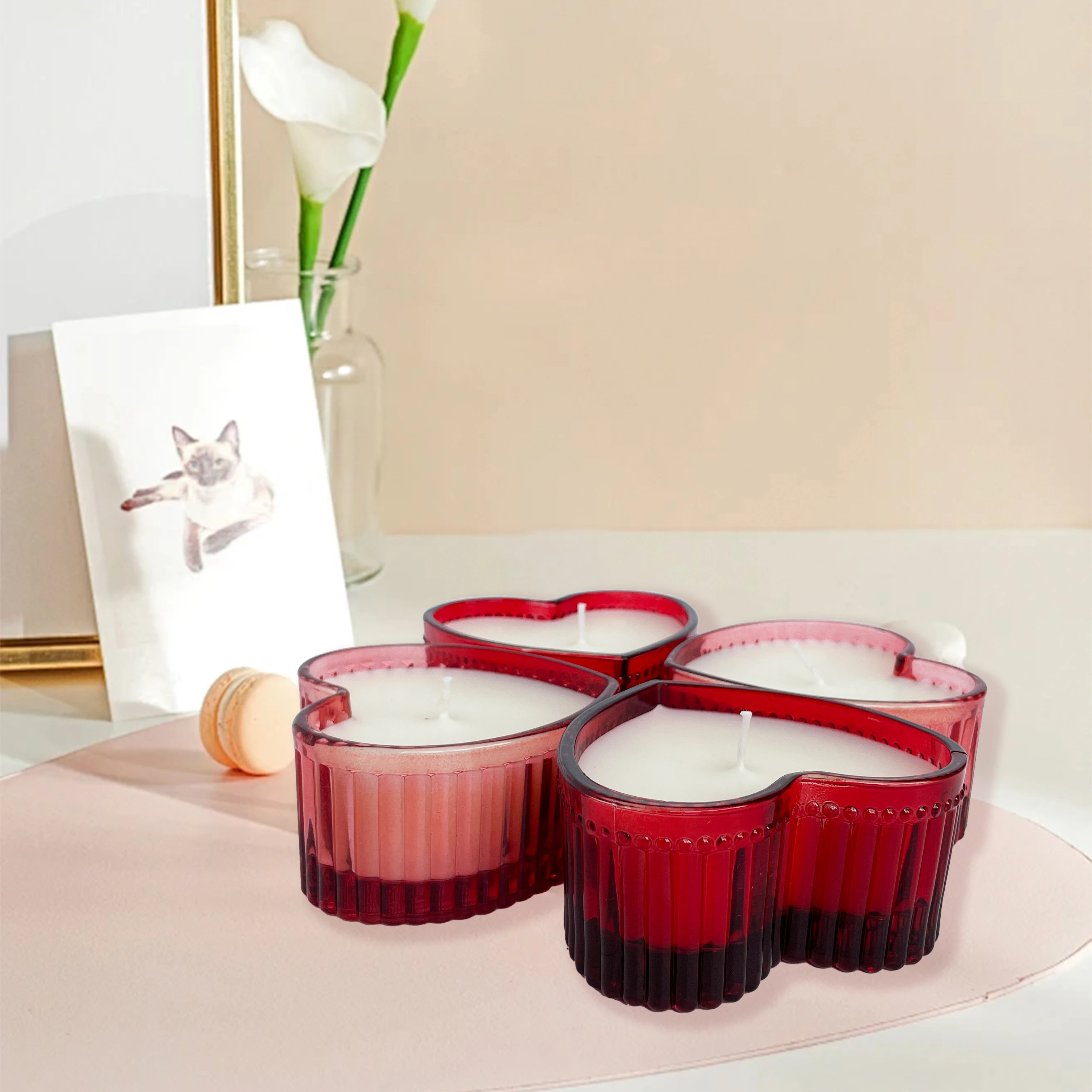 Wholesale Transparent Heart Shaped Glass Scented Candle Jars Making Christmas Aromatherapy Candles Wax Filling Cup Empty Candle