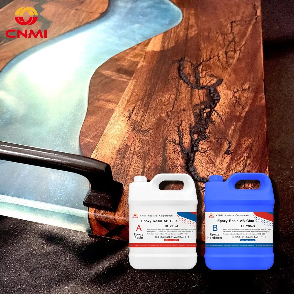 CNMI Epoxy Resin  2 Part Epoxy Resin Kit HL210 Crystal Clear Non Toxic Epoxy Resin for Wood River Table and Jewelry Making