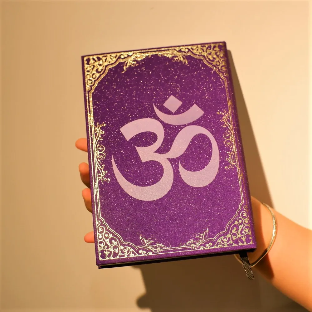 Lurxry Fashion Offoce Gift Purple Shiny Cover New Design Handmade Different Craft Nature Quartz Gemstones Yoga Notebook Journal