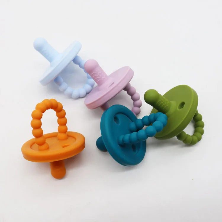 NCYLIFE Silicone Newborn Natural Rubber Two Air Holes Pacifiers with Collapsible Handle