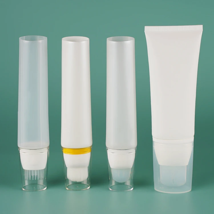 Silicone Brush Cosmetic Plastic Packaging Facial Mask Cream Soft Spatula Skincare Container Squeeze Tube With Silica Gel Head