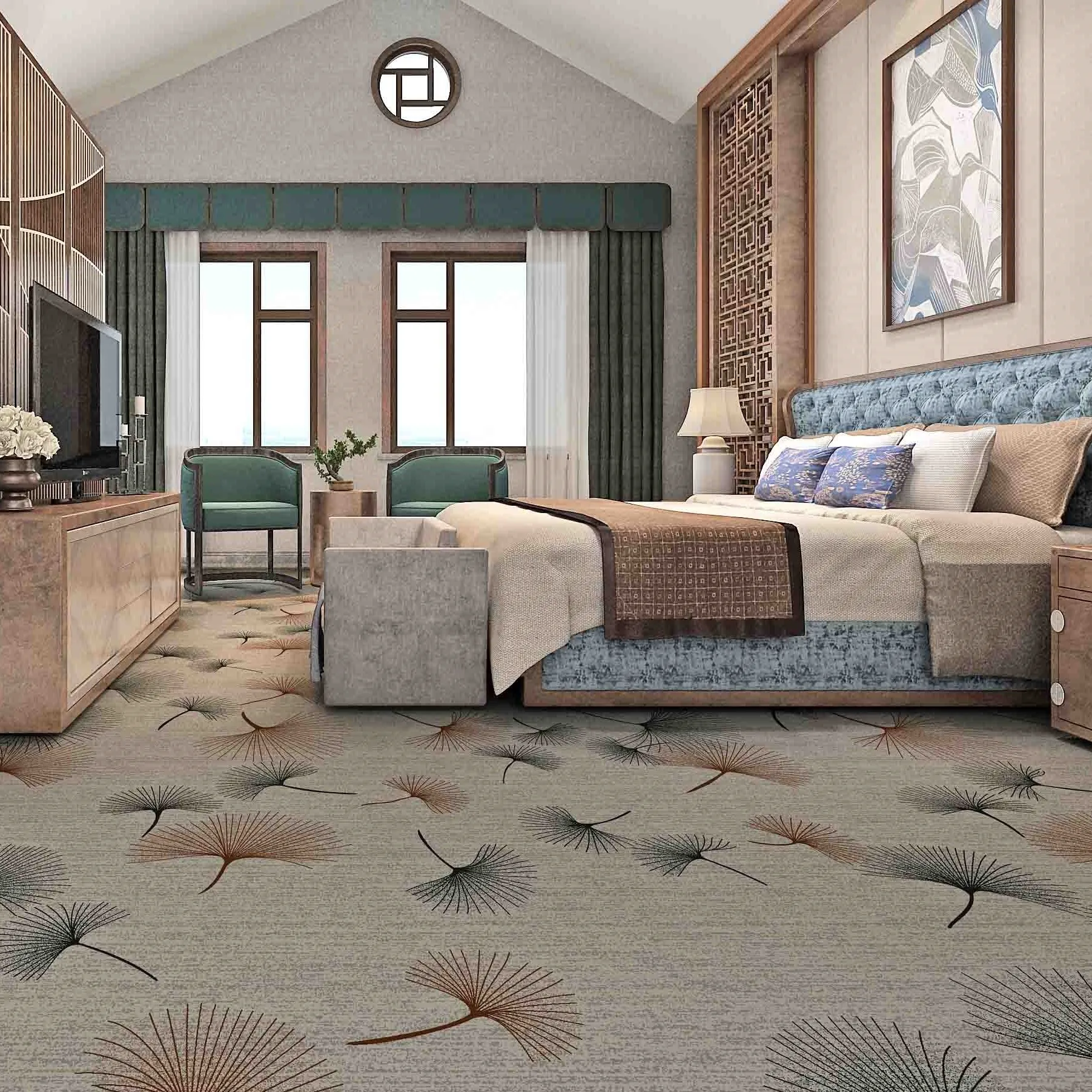 Hotel room printed nylon carpet full carpet striped pattern manufacturers can be customized