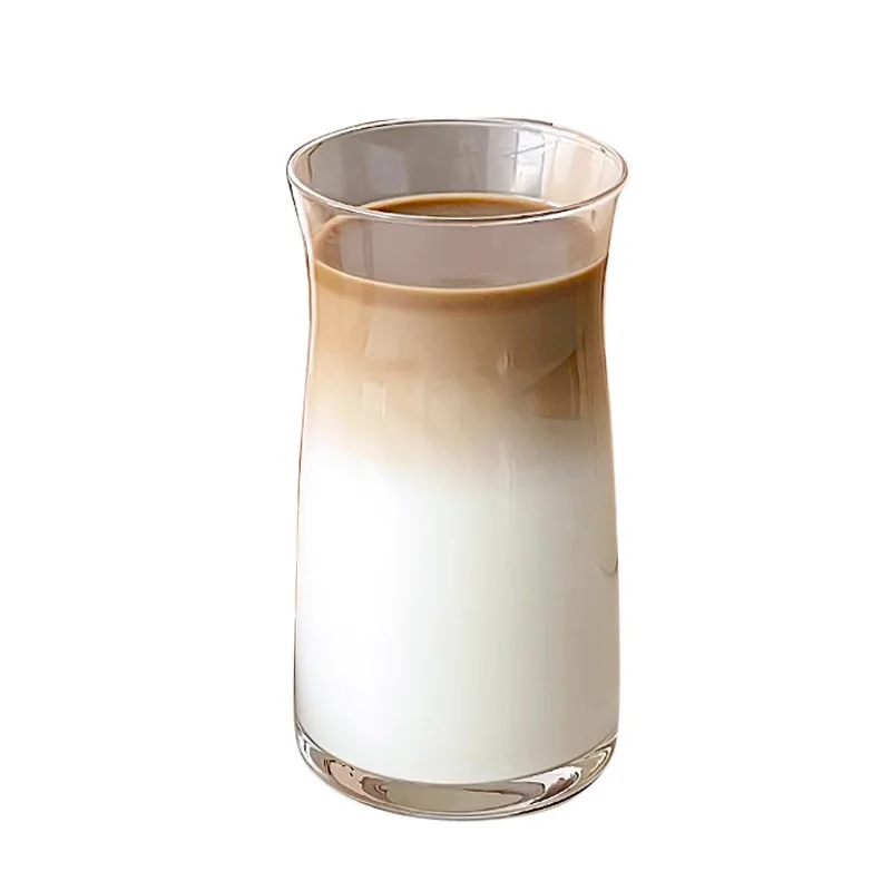 High Quality Hot Milk Coffee From Transparent Glass Reverse Mouth Iced American Coffee Cups