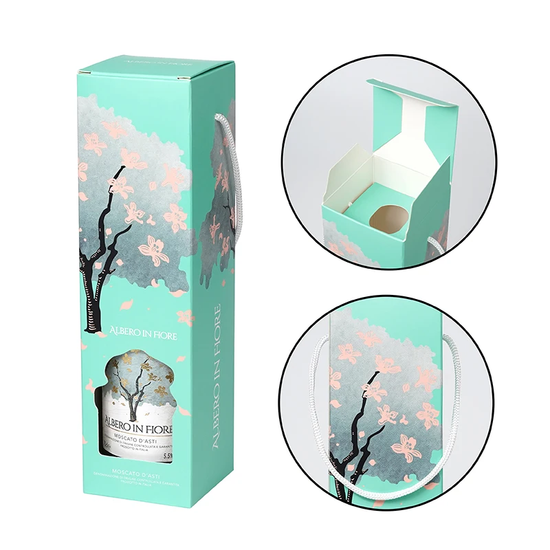 Wholesale Price Custom Wine Box Packaging with Handle for Single Bottle Packaging Champagne