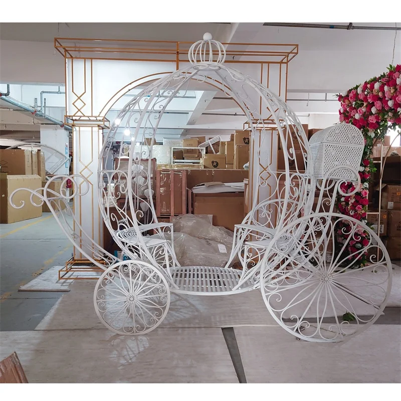 LDJ429 factory supply bulk large metal horse carriage pumpkin carriage for event decorations