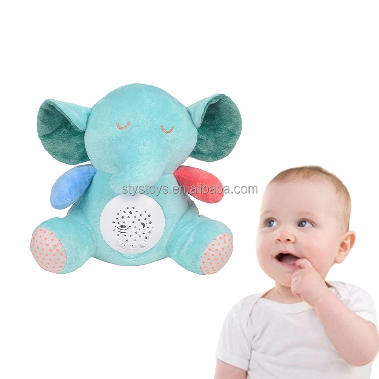 2025 New Arrive Electronic Plush Toys Cute Penguin Push Doll Toy Projector Music and Light Sleep Washable Baby Plush Toys