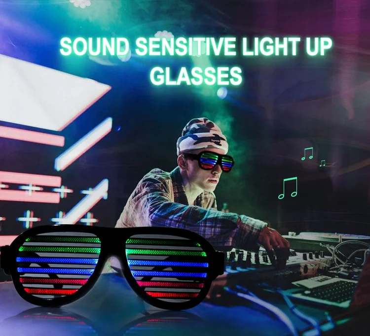 Eyewear Magic LED RGB Shining Smart Glasses for Party App Programmable Wireless USB Rechargeable Light up Glasses
