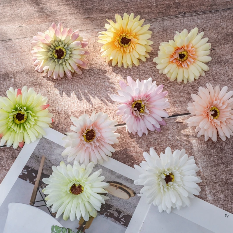 DY1-3338 высокое качество Flor De Lis из искусственного шелка с цветочным рисунком: Гербера Дейзи головка для рождественские украшения