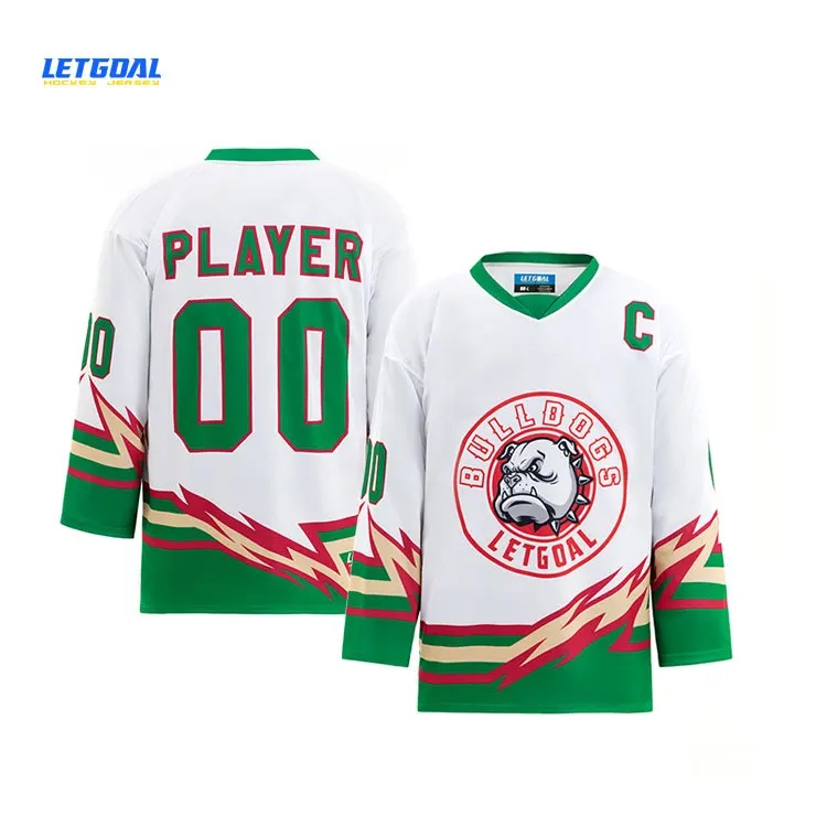 100% polyester Mesh Clothing Fabric Custom logo Sublimation Printing Team Ice Hockey Jerseys