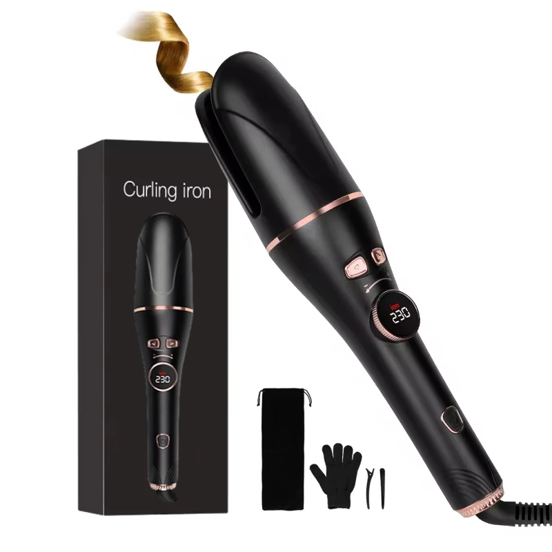 Dual Voltage Portable Magic 360 Rotating Ceramic Ionic Hair Curling Iron automatic hair curler
