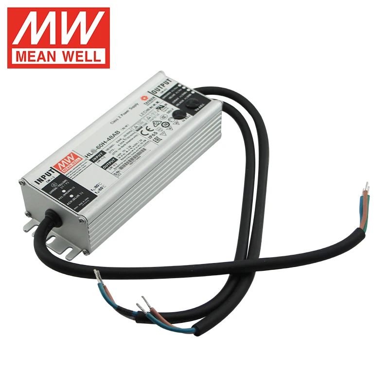 Среднее HLG-60H-48AB 60 Вт 1 3 А 48 В драйвер Meanwell HLG Io и Vo регулируемая функция IP65 светодиодный источник питания