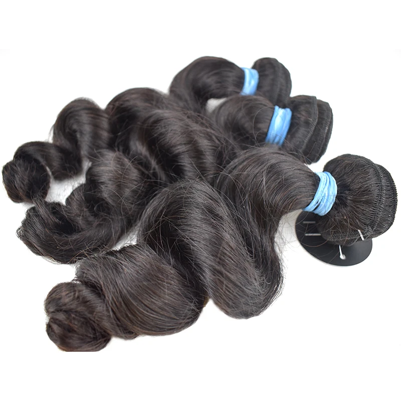 RXHAIR Virgin Raw Hair With Blue Rubber Band 11A Loose Wave Brazilian Hair Bundles Raw Human Hair Bundles Raw Mink Virgin