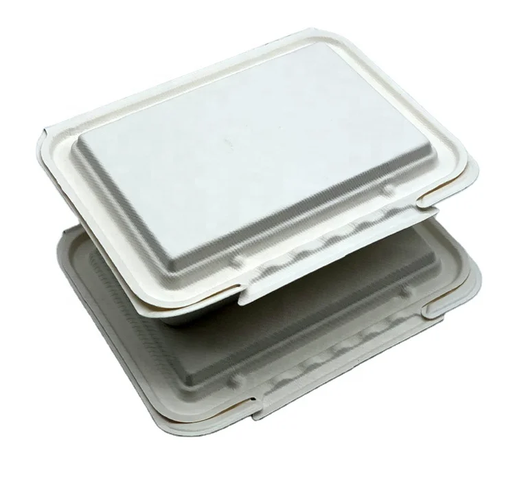 6 x 9 Inch Eco-Friendly biodegradable disposable sugarcane bagasse packing food container Food Delivery Box