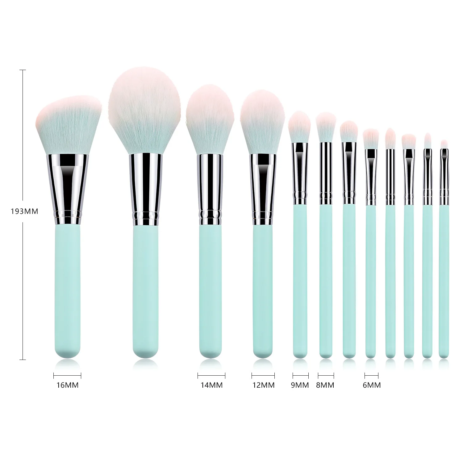 DailyQueen wholesale 7pcsPortable Cosmetic Professional Blending Loose Powder Blush Brushes Tool Kit Blue Makeup Brush with Bag