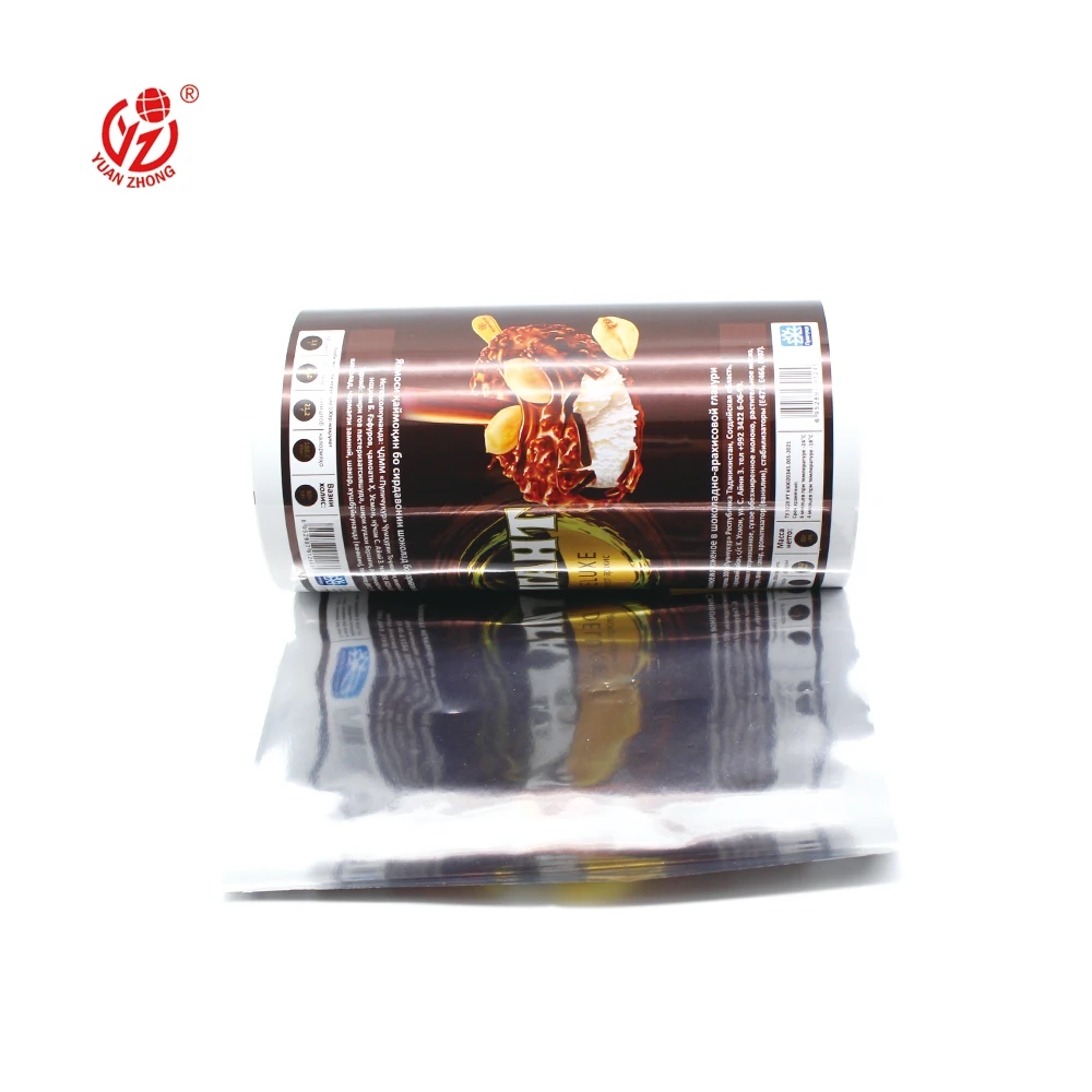 Hot Sale Pet/Al/Vmpet/Nl/Pe Back Sealing Film Food Grade Printed Plastic Ice Pop Bags Popsicle Ice Cream Packaging Film Roll