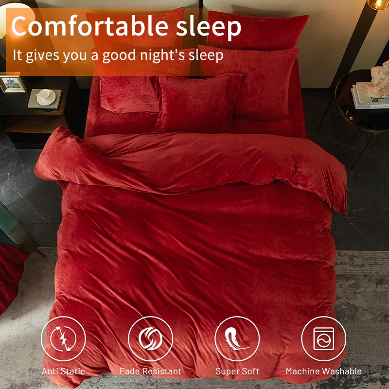 3 piece nature comforter sets  flannel velvet duvet cover set bedroom coral fleece bedding set