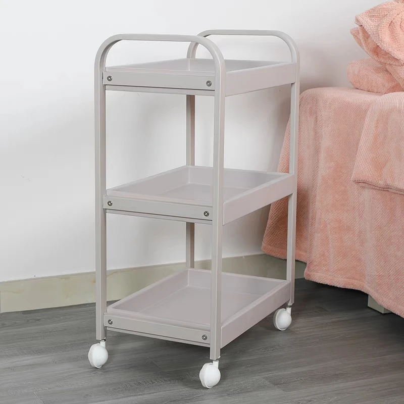 fashion new design makeup salon cart 3 tiers pedicure spa nail shop trolley gold beauty trolley with lockable wheels