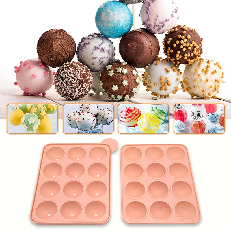 DIY Home Chocolate BonBon Kids Favorite Mold Lollipop Stick Candy Making Tray Rice Ball Ice Burger Spherical 3D Lollipop Mold