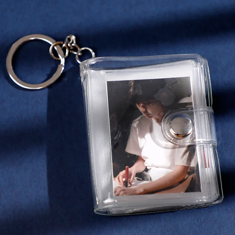 1-2 In Mini Photo Album Keychain Wholesale Pvc Transparent Mini Keychain Photo Album Insert Mini Frame Photo Book Album Key Ring