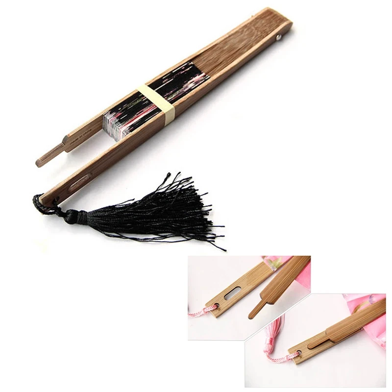 New Style Japanese Sakura Flower Pocket Folding Hand Fan Round Circle Party wedding  bamboo hand fan Decor Gift