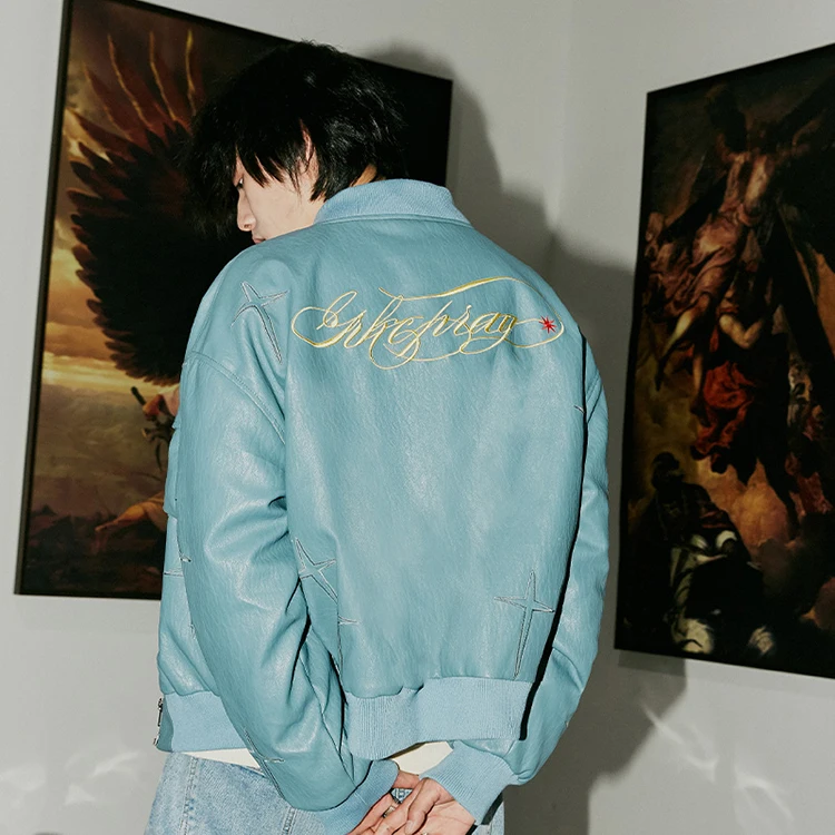 Custom Logo Embroidery Waterproof Plus Size Original Biker Motorcycle Leather Bomber Jackets For Men Women