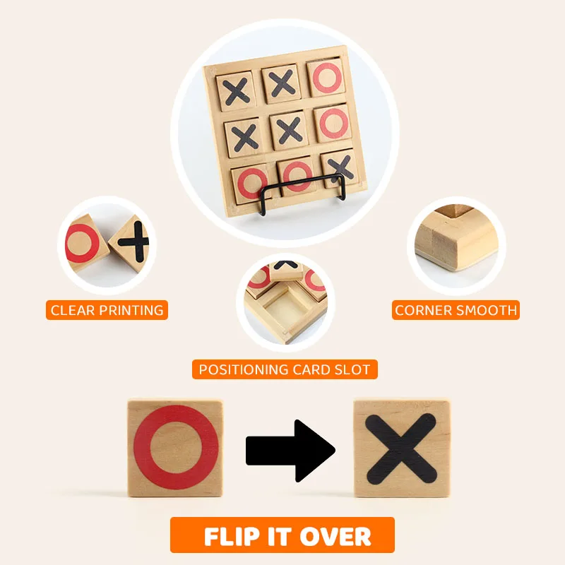 Монтессори развивающая деревянная головоломка крестики-нолики популярное Новое поступление Спортивная тематическая настольная игра для мальчиков и девочек 12 месяцев + коробка Дешевые 100 шт.