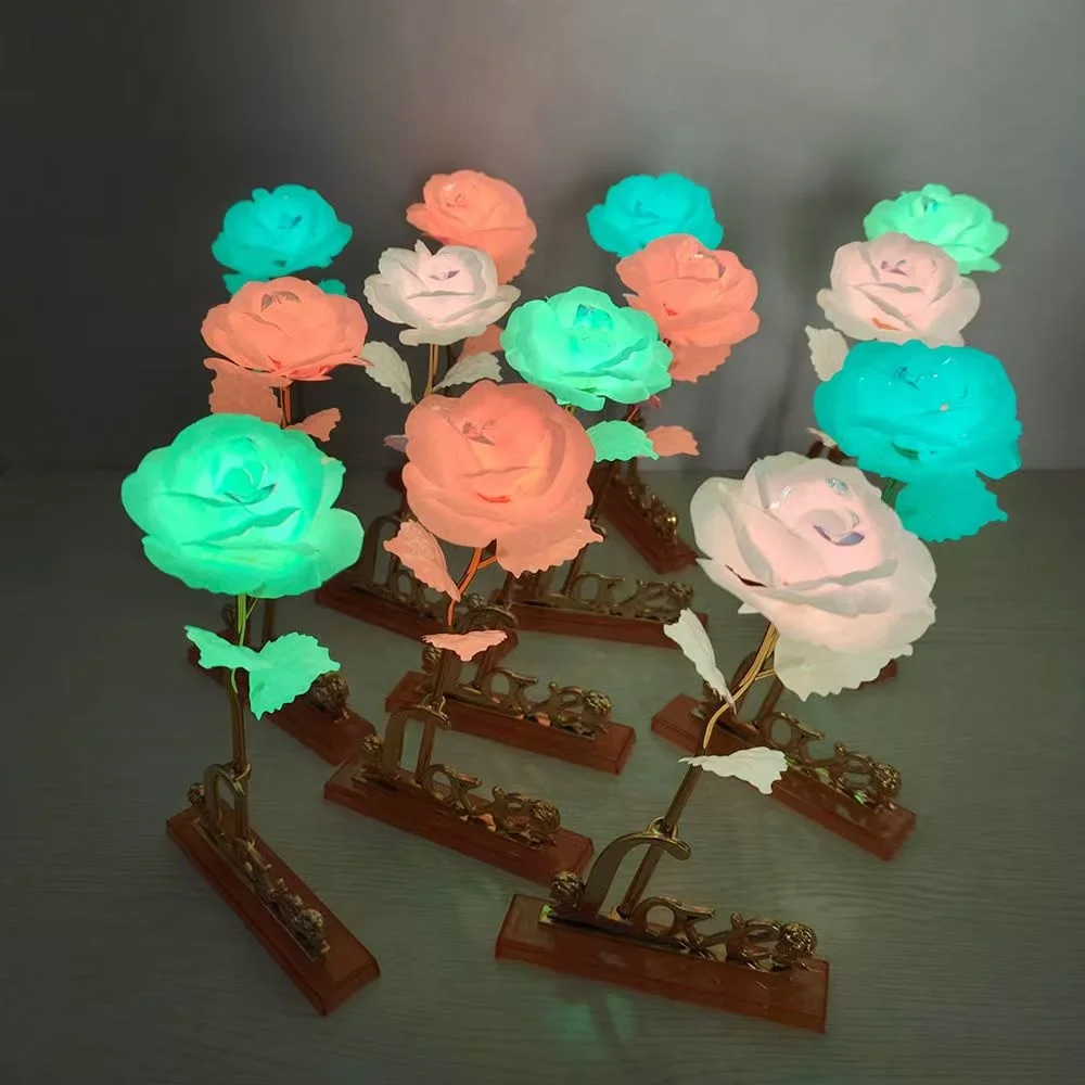 Лидер продаж искусственные цветы подарки на День Святого Валентина 24 карат Золотая фольга роза светодиодная лампа Галактическая Роза светящаяся