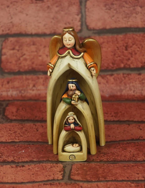 
Polyresin Vintage Color Nativity Set 3 Pieces Virgin Mary with Angel Figurines for Christmas Resin Cartoon Animal Nautical T/t 