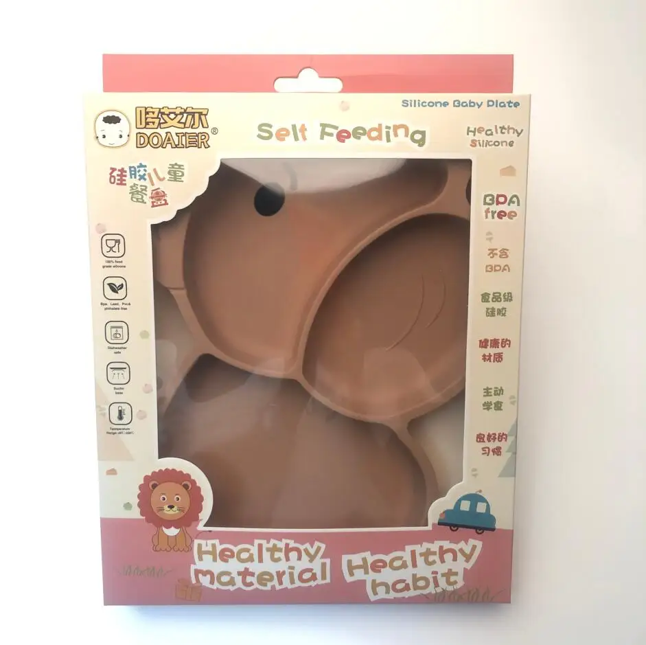 Leatchliving Baby Professional Manufacturer Top Quality With Suction Cup Silicone Baby Dinner Feeding Food Plate Dish