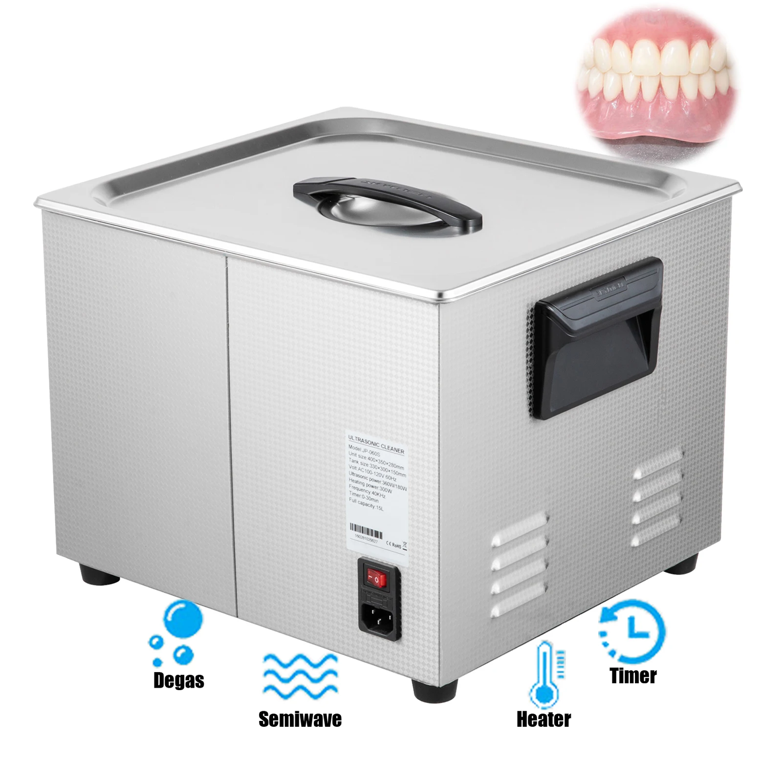 Ультразвуковой очиститель для очков, ювелирных изделий, ультразвуковая машина с австралийской/американской вилкой, цифровой ультразвуковой очиститель 15 л для чистки протезов