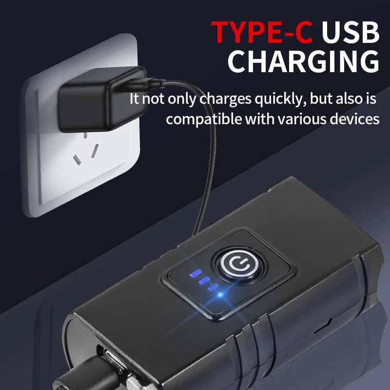 High Quality ABS Lightweight Bicycle Lights 2 Lights XPE Power Display Bike Lights Type-c Rechargeable Cycling Bicycle Lamp