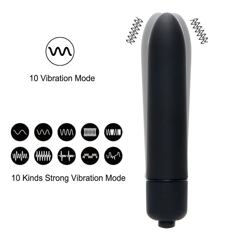 SacKnove Powerful 10 Speed Small Adult Product Battery Massager Vaginal G Spot Black Mini Bullet Vibrator for Women Sex Toy
