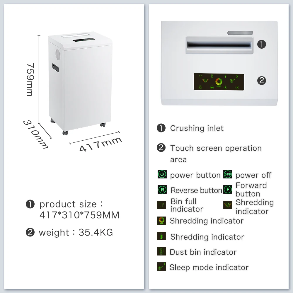 Factory Wholesale Heavy 45L Large Capacity Manual Paper Shredder Security Level 5 Shreds CD Card at 5mm/SEC Plastic Material