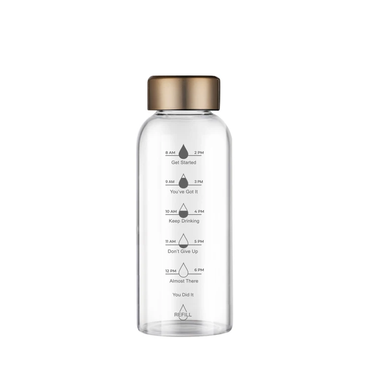 Custom Logo With Metal Lid Sleeve 500ml Clear Container Drinking Borosilicate Glass Water Bottle