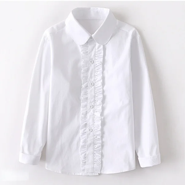 Factory price girls pleated white students school uniforms Shirt Top Blouse