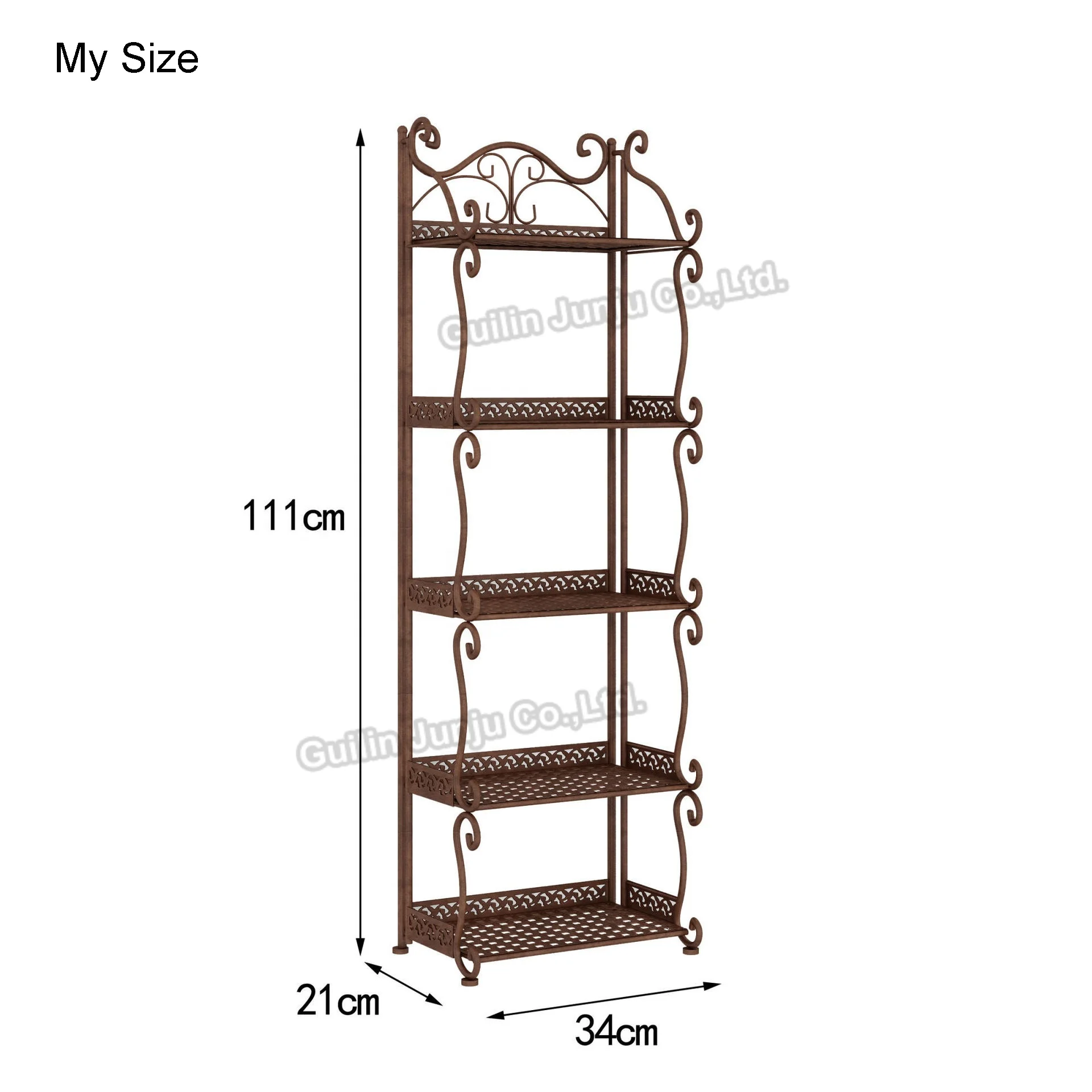Folding Storage Shelves 5 Tier Metal for Home Living Room Kitchen Bathroom Corner