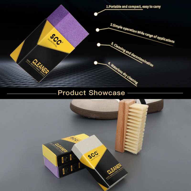 Factory Wholesale Custom Logo 2 In 1 Wooden Handle Sneaker Cleaning Brush Shoes Cleaner Brush With Suede Eraser