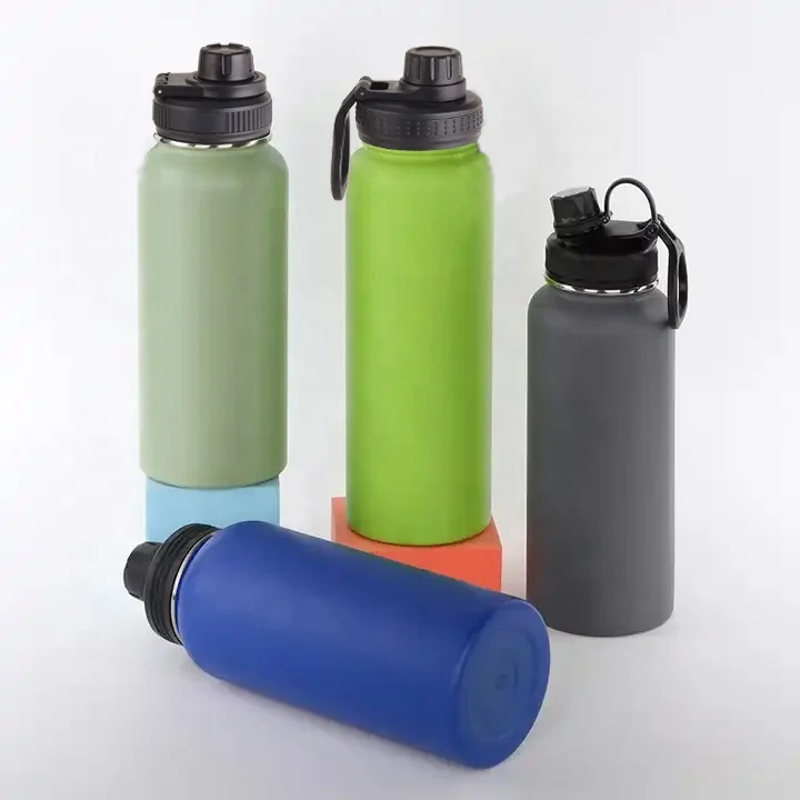 Double Wall Vacuum Insulated 18/8 Stainless Steel BPA Free Water Jug Outdoor Travel Sports Gym Water Bottle with Spout Lid