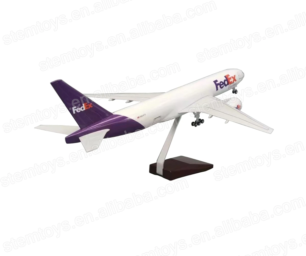 47CM B777 airplane model 1:157 Resin FedEx LED lights hot selling aircraft model for collection Holiday gift customizable