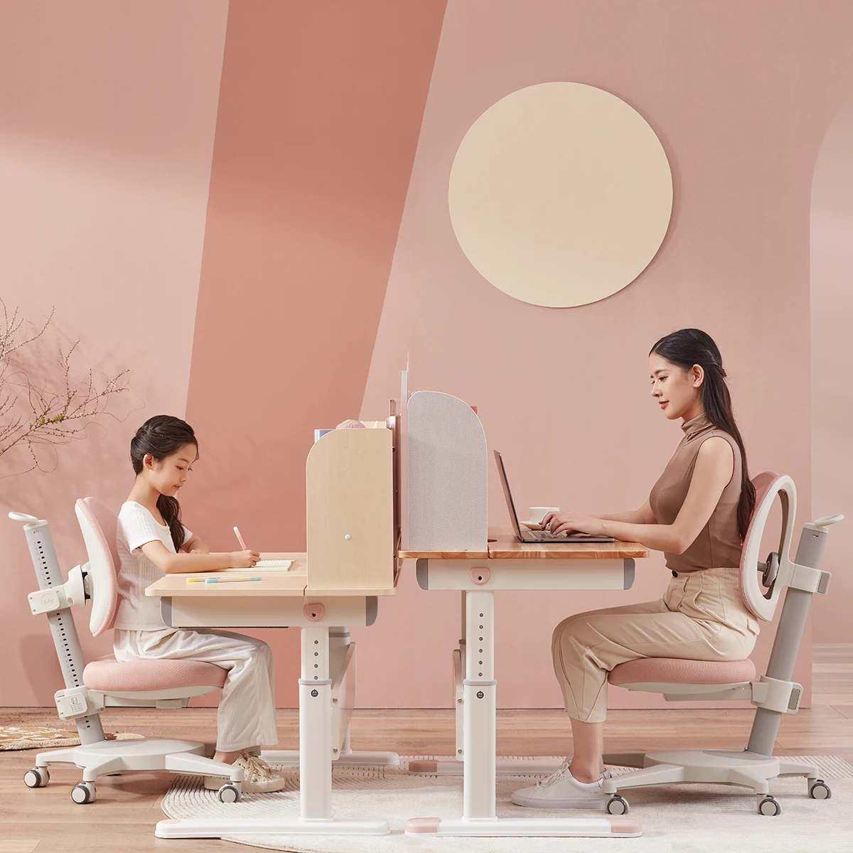 
2M2KIDS Children Furniture Sets Adjustable Desk Wood Eco-friendly Table with Drawer Ergonomics Wooden Kids Desk 