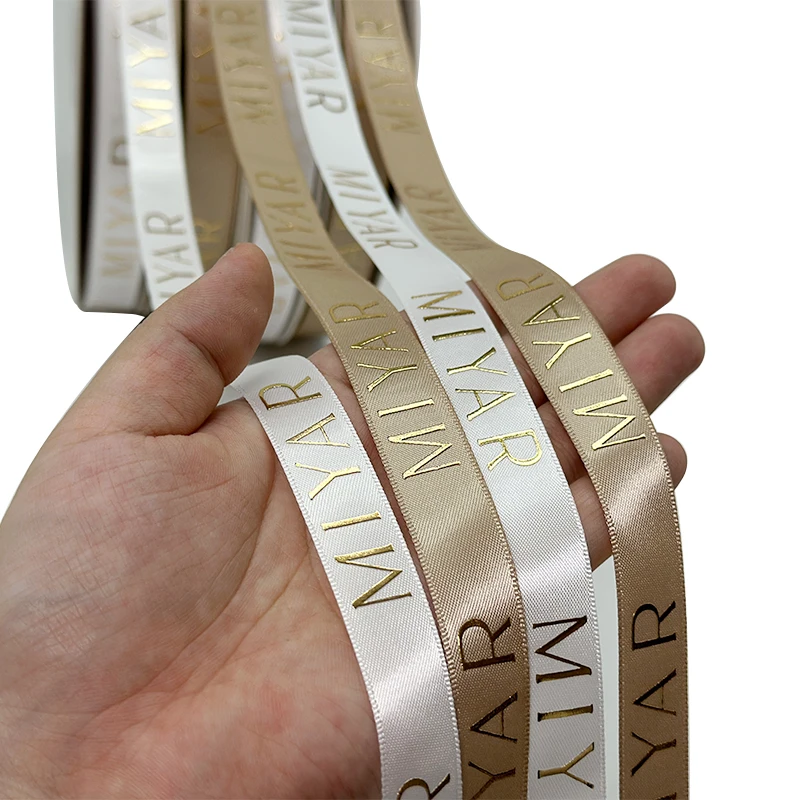 Custom Eco Friendly Printed Black Silk Gross Grain Ribon Gift Bouquet Ribbon With Embossed Logo Brand