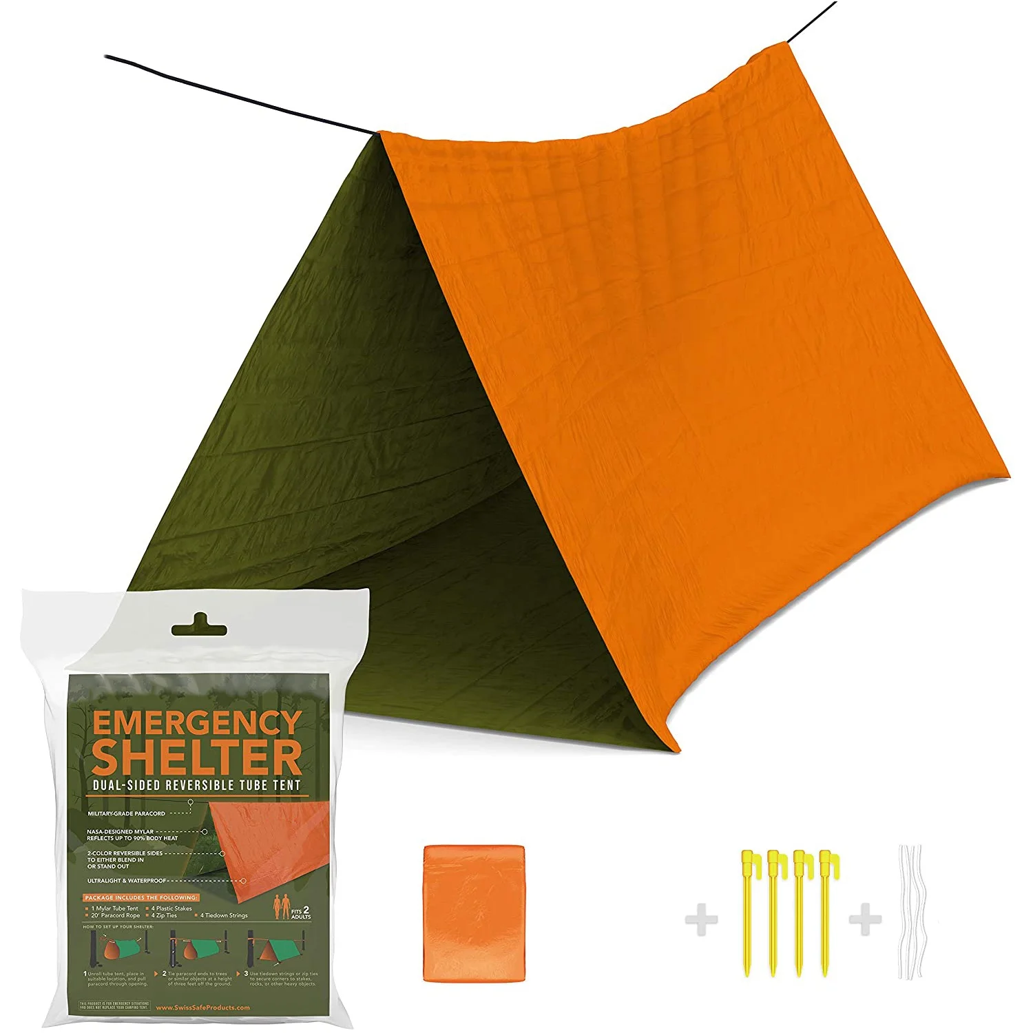 Life Tent Emergency Survival Shelter 2 Person Emergency Shelter Tent Use As Survival Tube Tent for Camping Hiking