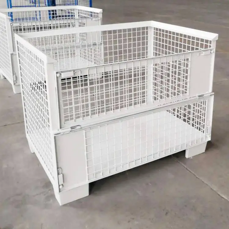 Customized logistic transportation auto parts storage foldable stackable metal warehouse stillage