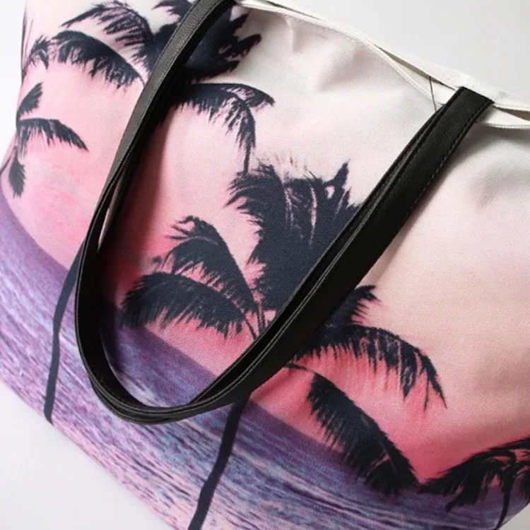 Бесплатный образец логотип на заказ высокое качество пляжные сумки Гавайская Кокосовая елка сумка-тоут с
