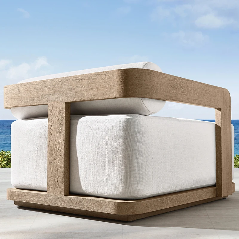High end luxury yacht villa Myanmar solid wood patio outdoor furniture unique planks design Burma teak sofa