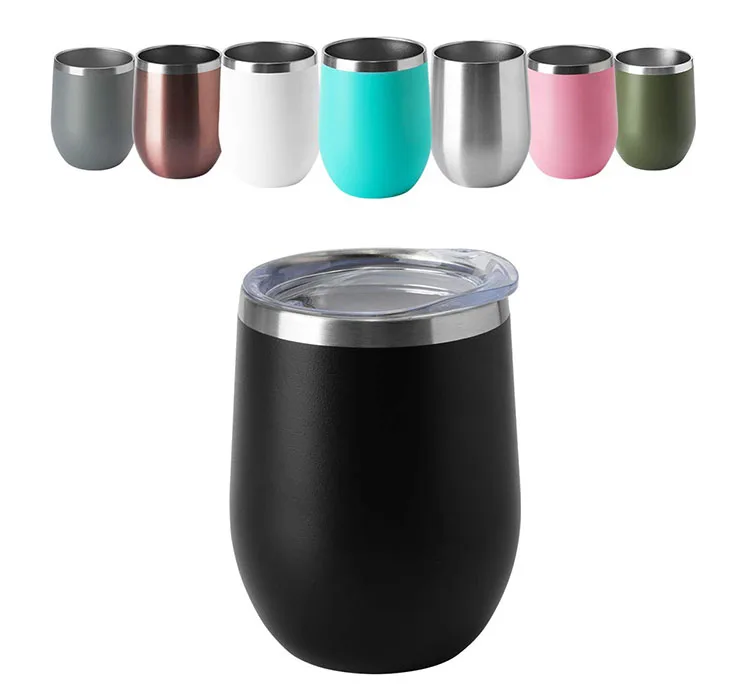 12oz double wall stainless steel blank coffee cup wine egg wholesale custom tumblers cups in bulk with lid and straw