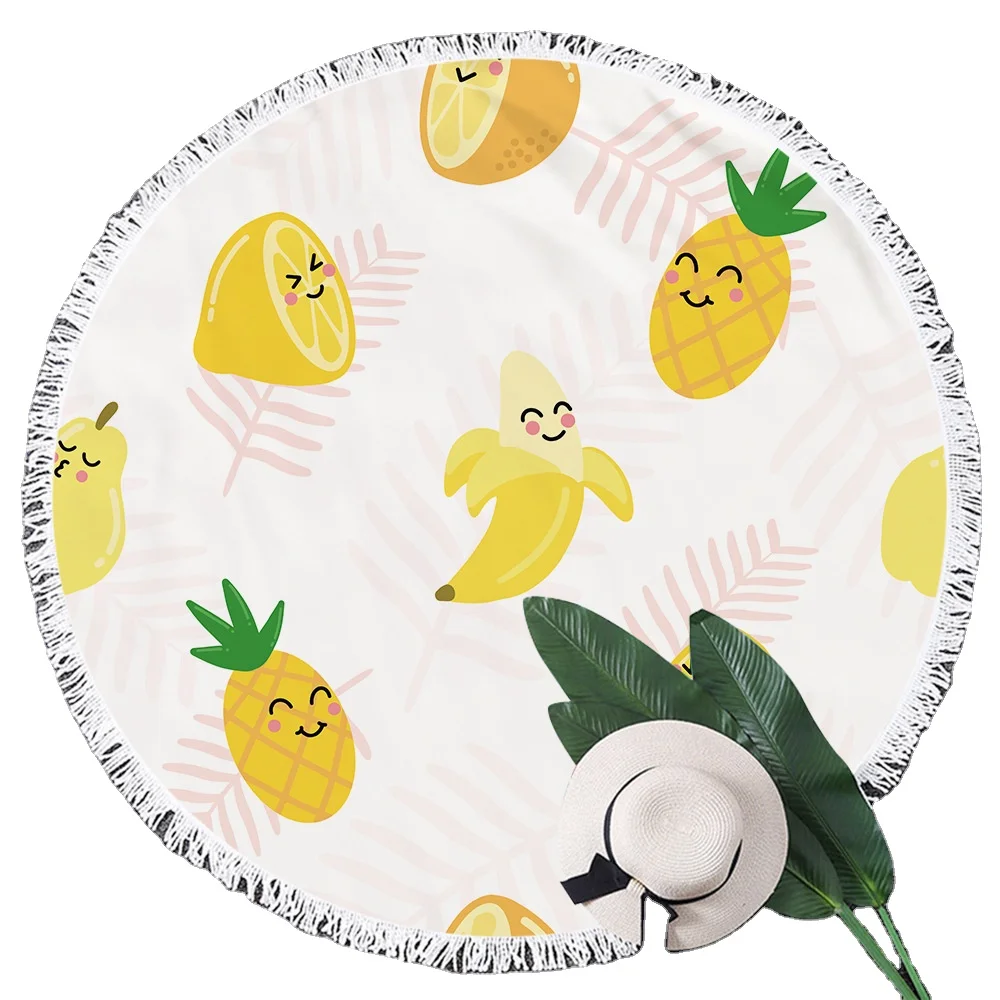 Microfiber Custom Full Printed Round Beach Towel Customized Woven Microfiber Fabric OEM Beach Travel Gym Sports Customized Size