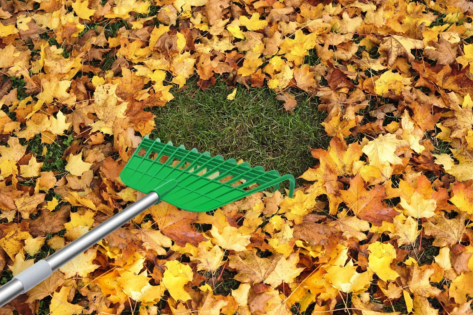 Adjustable Folding Leaves Rake for Quick Clean Up of Lawn and Yard