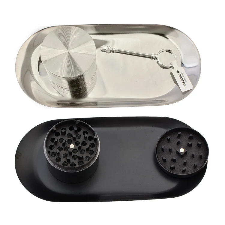
Metal weed trays with grinder sets wholesale Smoking Accessories with Custom Logo 