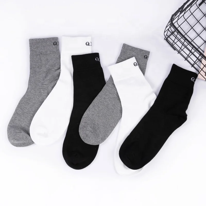 
HEPOLILO-020 Wholesale Men Classical Black White Gray Dress Tube Crew 6 Packs Socks For Men Business Socks Cotton Box 